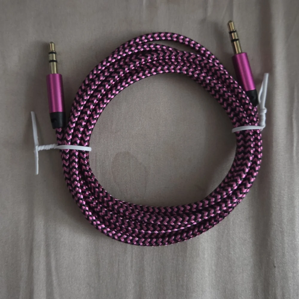 Braided 3.5mm Auxiliary Audio Cable — Blue, Green, Purple, Pink